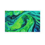 Turquoise And Green Acid Melt Print Polyester Flag