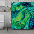 Turquoise And Green Acid Melt Print Polyester Shower Curtain