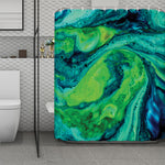 Turquoise And Green Acid Melt Print Polyester Shower Curtain