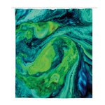 Turquoise And Green Acid Melt Print Polyester Shower Curtain