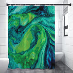 Turquoise And Green Acid Melt Print Premium Shower Curtain