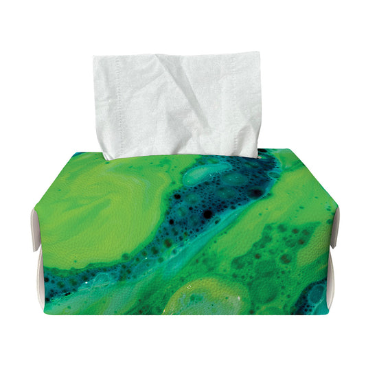 Turquoise And Green Acid Melt Print Rectangle Tissue Box Cover