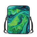 Turquoise And Green Acid Melt Print Rectangular Crossbody Bag