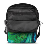 Turquoise And Green Acid Melt Print Rectangular Crossbody Bag