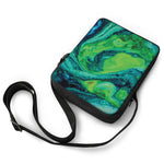 Turquoise And Green Acid Melt Print Rectangular Crossbody Bag