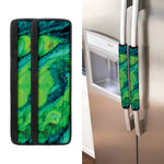 Turquoise And Green Acid Melt Print Refrigerator Handle Covers