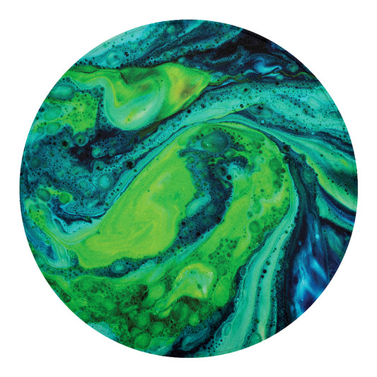 Turquoise And Green Acid Melt Print Round Blanket