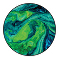 Turquoise And Green Acid Melt Print Round Floor Mat
