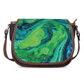 Turquoise And Green Acid Melt Print Saddle Bag