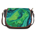 Turquoise And Green Acid Melt Print Saddle Bag