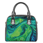 Turquoise And Green Acid Melt Print Shoulder Handbag