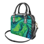 Turquoise And Green Acid Melt Print Shoulder Handbag