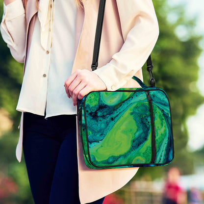 Turquoise And Green Acid Melt Print Shoulder Strap Bible Bag