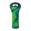 Turquoise And Green Acid Melt Print Single Neoprene Wine Tote