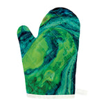 Turquoise And Green Acid Melt Print Single Oven Mitt