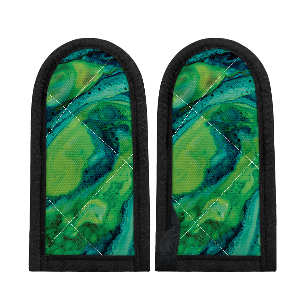 Turquoise And Green Acid Melt Print Skillet Handle Cover
