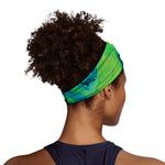 Turquoise And Green Acid Melt Print Sports Headband