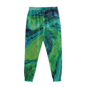 Turquoise And Green Acid Melt Print Sweatpants