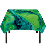 Turquoise And Green Acid Melt Print Tablecloth