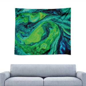 Turquoise And Green Acid Melt Print Tapestry