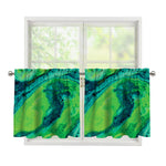 Turquoise And Green Acid Melt Print Tier Curtains