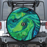 Turquoise And Green Acid Melt Print Tire Cover With Camera Hole