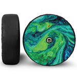 Turquoise And Green Acid Melt Print Tire Cover With Camera Hole