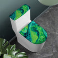 Turquoise And Green Acid Melt Print Toilet Lid And Tank Cover Set