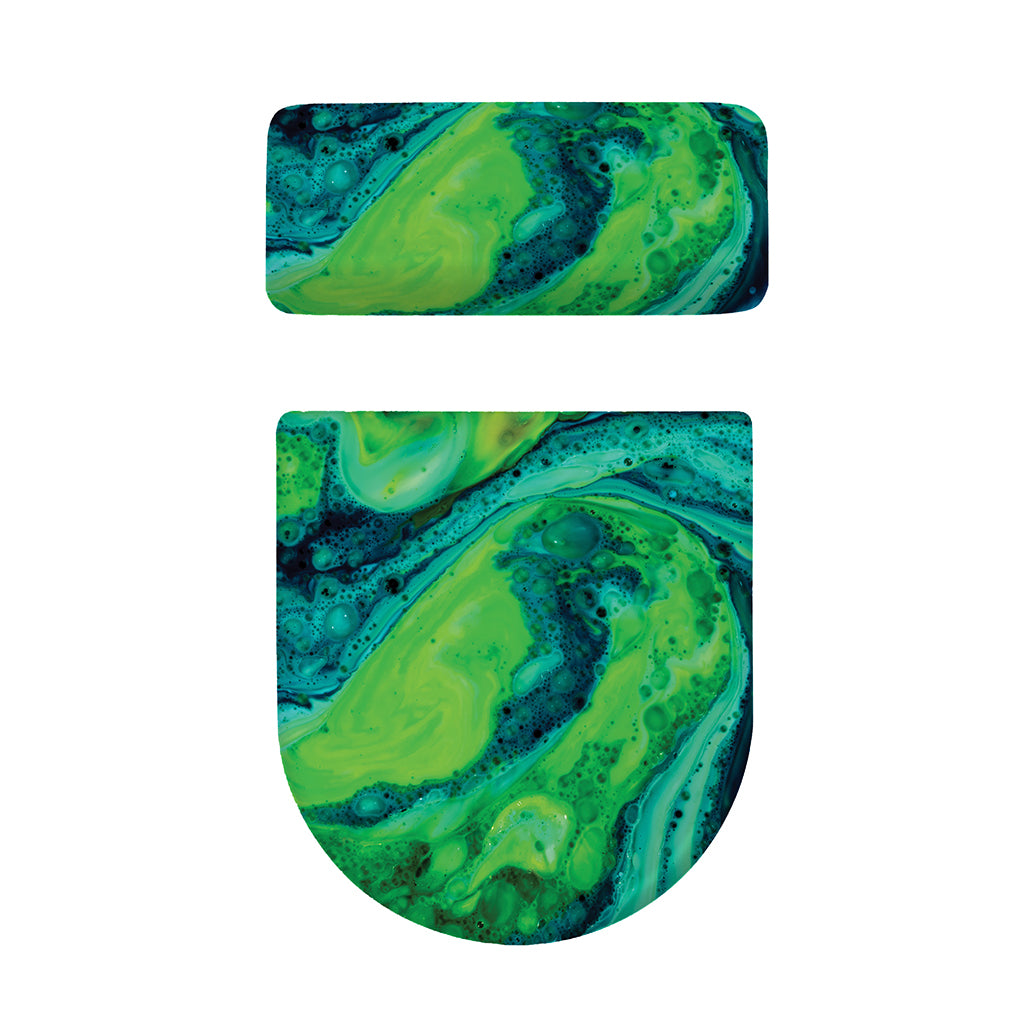 Turquoise And Green Acid Melt Print Toilet Lid And Tank Cover Set