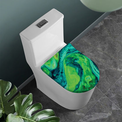 Turquoise And Green Acid Melt Print Toilet Lid Cover