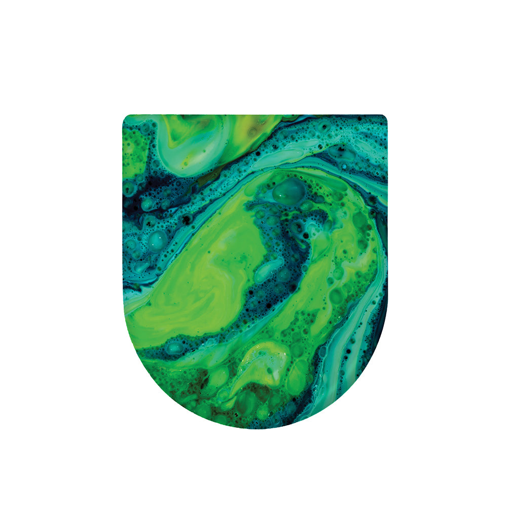 Turquoise And Green Acid Melt Print Toilet Lid Cover