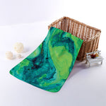 Turquoise And Green Acid Melt Print Towel