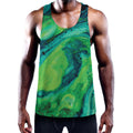 Turquoise And Green Acid Melt Print Men's Workout Tank Top