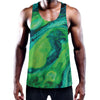 Turquoise And Green Acid Melt Print Training Tank Top