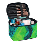 Turquoise And Green Acid Melt Print Travel Makeup Bag