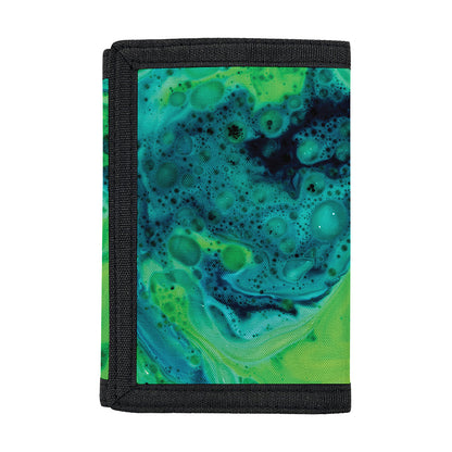 Turquoise And Green Acid Melt Print Trifold Wallet