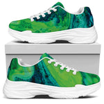 Turquoise And Green Acid Melt Print White Chunky Shoes