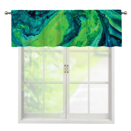 Turquoise And Green Acid Melt Print Window Valance