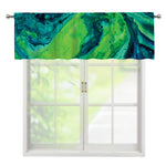 Turquoise And Green Acid Melt Print Window Valance