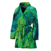 Turquoise And Green Acid Melt Print Women's Bathrobe