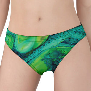 Turquoise And Green Acid Melt Print Women's Panties