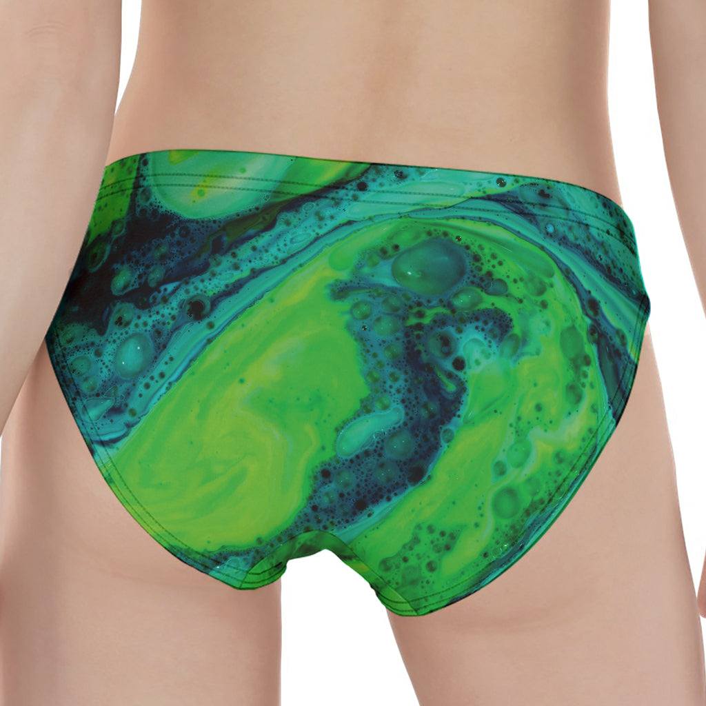 Turquoise And Green Acid Melt Print Women's Panties