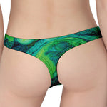 Turquoise And Green Acid Melt Print Women's Thong