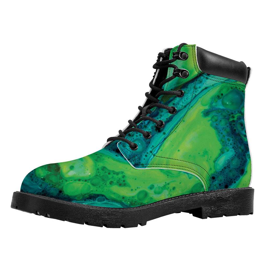 Turquoise And Green Acid Melt Print Work Boots