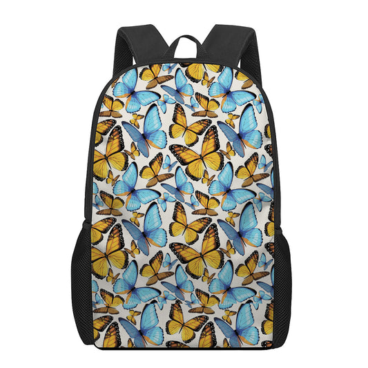 Turquoise And Orange Butterfly Print 17 Inch Backpack