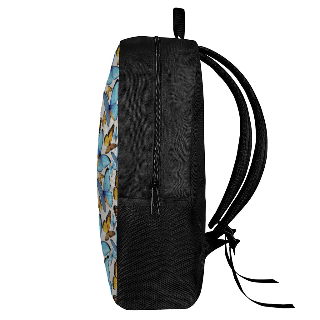 Turquoise And Orange Butterfly Print 17 Inch Backpack