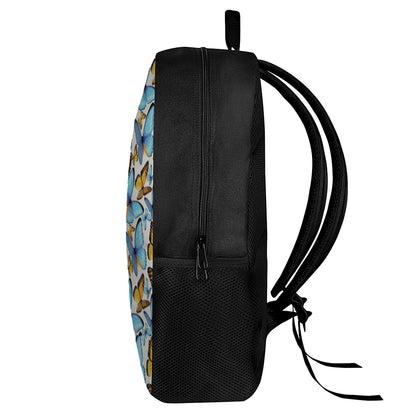 Turquoise And Orange Butterfly Print 17 Inch Backpack