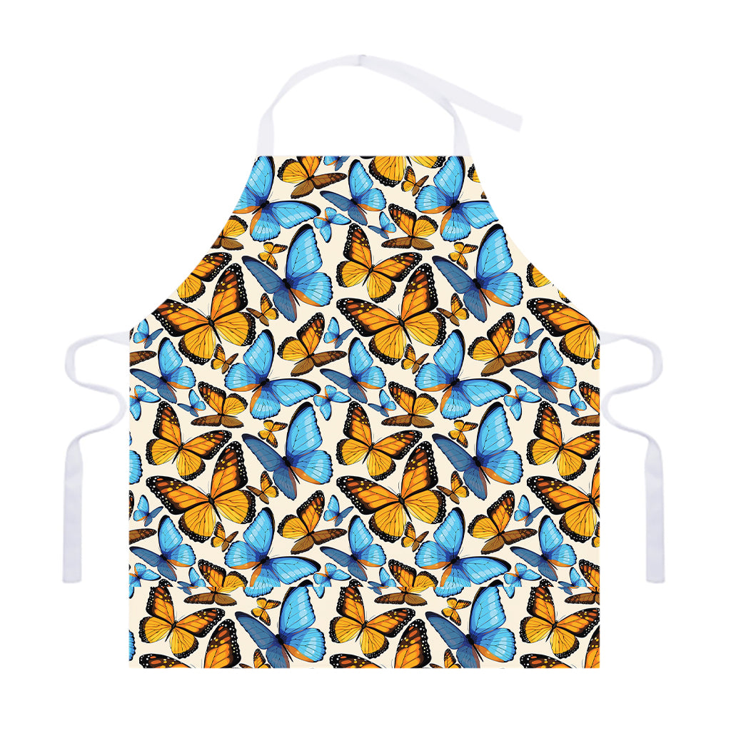 Turquoise And Orange Butterfly Print Adjustable Apron
