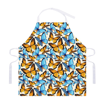 Turquoise And Orange Butterfly Print Adjustable Apron