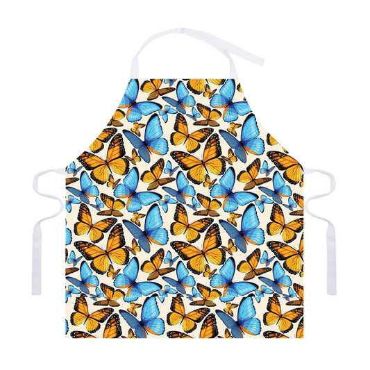 Turquoise And Orange Butterfly Print Adjustable Apron